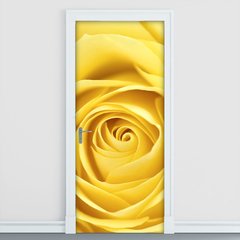 Adesivo Decorativo de Porta - Flor - Rosa Amarela - 2501cnpt