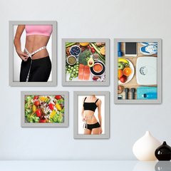 Kit Com 5 Quadros Decorativos - Fitness - Dieta - Emagrecimento - 250kq01 - comprar online