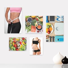 Kit 5 Placas Decorativas - Fitness - Dieta - Emagrecimento Casa Quarto Sala - 250ktpl5