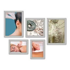 Kit Com 5 Quadros Decorativos - Acupuntura - Medicina Alternativa - 251kq01 - Allodi