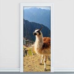 Adesivo Decorativo de Porta - Lhama - Peru - 2526cnpt