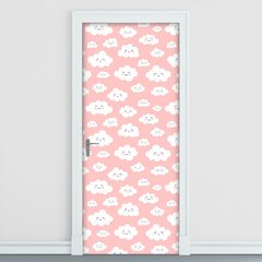 Adesivo Decorativo de Porta - Nuvens - Infantil - Rosa - 2578cnpt