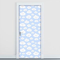Adesivo Decorativo de Porta - Nuvens - Infantil - Azul - 2579cnpt