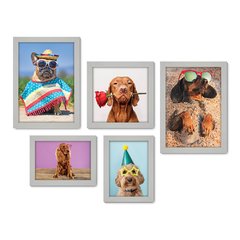 Kit Com 5 Quadros Decorativos - Pet Shop - Cachorro - Animais - Veterinário - 257kq01 - Allodi