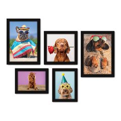 Kit Com 5 Quadros Decorativos - Pet Shop - Cachorro - Animais - Veterinário - 257kq01 na internet