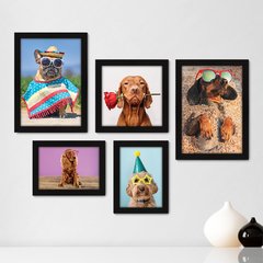 Kit Com 5 Quadros Decorativos - Pet Shop - Cachorro - Animais - Veterinário - 257kq01