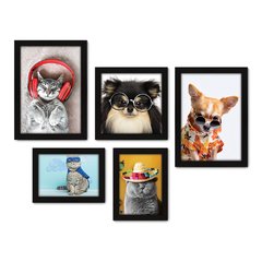Kit Com 5 Quadros Decorativos - Pet Shop - Gatos - Animais - Veterinário - 258kq01 na internet
