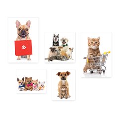Kit 5 Placas Decorativas - Pet Shop - Gatos - Cachorros - Animais - Veterinário Casa Quarto Sala - 259ktpl5 - comprar online