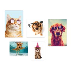 Kit 5 Placas Decorativas - Pet Shop - Gatos - Cachorros - Animais - Veterinário Casa Quarto Sala - 260ktpl5 - comprar online