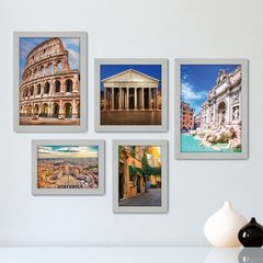 Kit Com 5 Quadros Decorativos - Itália - Roma - Pontos Turísticos - Coliseu - 261kq01 - comprar online