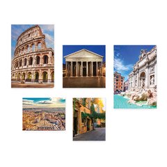 Kit 5 Placas Decorativas - Itália - Roma - Pontos Turísticos - Coliseu Casa Quarto Sala - 261ktpl5 - comprar online