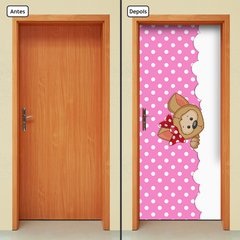 Adesivo Decorativo de Porta - Cachorro - Rosa - Infantil - 2636cnpt - comprar online