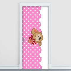 Adesivo Decorativo de Porta - Cachorro - Rosa - Infantil - 2636cnpt