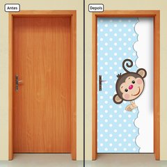 Adesivo Decorativo de Porta - Macaquinho - Azul - 2639cnpt - comprar online