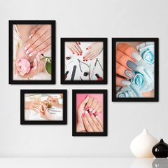 Kit Com 5 Quadros Decorativos - Salão de Beleza - Manicure - Unhas - 263kq01