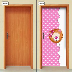 Adesivo Decorativo de Porta - Leãozinho - Rosa - 2645cnpt - comprar online