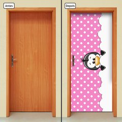 Adesivo Decorativo de Porta - Pinguim - Rosa - 2648cnpt - comprar online