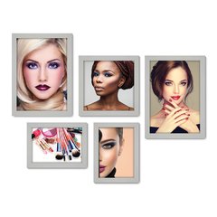 Kit Com 5 Quadros Decorativos - Salão de Beleza - Maquiagem - Make - Maquiadora - 266kq01 - Allodi