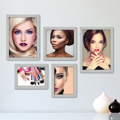 Kit Com 5 Quadros Decorativos - Salão de Beleza - Maquiagem - Make - Maquiadora - 266kq01 - comprar online