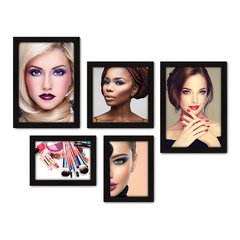Kit Com 5 Quadros Decorativos - Salão de Beleza - Maquiagem - Make - Maquiadora - 266kq01 na internet