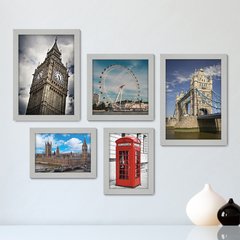 Kit Com 5 Quadros Decorativos - Inglaterra - Londres - Pontos Turísticos - 269kq01 - comprar online