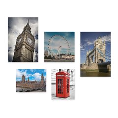Kit 5 Placas Decorativas - Inglaterra - Londres - Pontos Turísticos Casa Quarto Sala - 269ktpl5 - comprar online