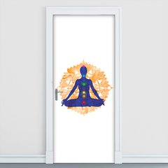 Adesivo Decorativo de Porta - Yoga - Chacras - 270cnpt