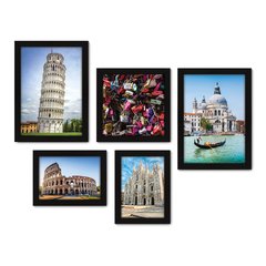 Kit Com 5 Quadros Decorativos - Itália - Cidades - Pontos Turísticos - 273kq01 na internet
