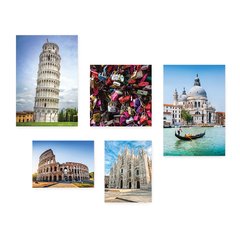 Kit 5 Placas Decorativas - Itália - Cidades - Pontos Turísticos - Roma Pisa Veneza Milão Florença Casa Quarto Sala - 273ktpl5 - comprar online