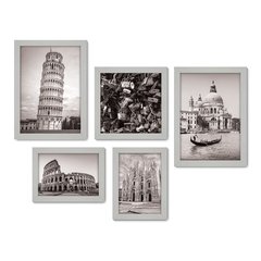 Kit Com 5 Quadros Decorativos - Itália - Cidades - Pontos Turísticos - 274kq01 - Allodi