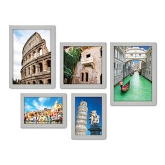 Kit Com 5 Quadros Decorativos - Itália - Cidades - Pontos Turísticos - 275kq01 - Allodi