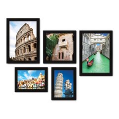 Kit Com 5 Quadros Decorativos - Itália - Cidades - Pontos Turísticos - 275kq01 na internet
