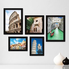 Kit Com 5 Quadros Decorativos - Itália - Cidades - Pontos Turísticos - 275kq01