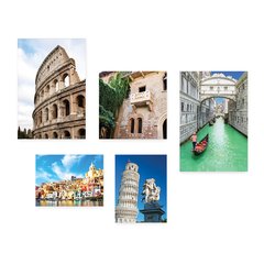 Kit 5 Placas Decorativas - Itália - Cidades - Pontos Turísticos - Roma Nápoles Pisa Veneza Florença Casa Quarto Sala - 275ktpl5 - comprar online