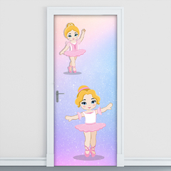 Adesivo Decorativo de Porta Bailarias Balé Ballet Infantil Quarto Menina - 2761mlpt - Allodi