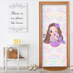 Adesivo Decorativo de Porta Sereia Infantil Quarto Menina - 2768mlpt