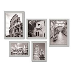 Kit Com 5 Quadros Decorativos - Itália - Cidades - Pontos Turísticos - 276kq01 - Allodi