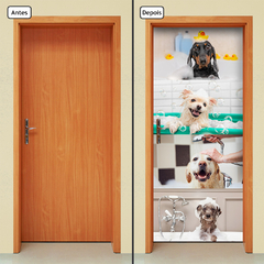 Adesivo Decorativo de Porta Pet Shop Veterinário Cachorro Gato Banho e Tosa - 2783mlpt - comprar online