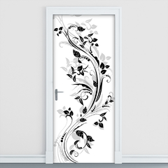 Adesivo Decorativo de Porta Floral Arabescos Flores Sala Quarto - 2835mlpt - Allodi