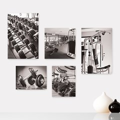 Kit 5 Placas Decorativas - Academia - Fitness - Ginástica - Musculação Casa Quarto Sala - 284ktpl5