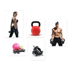 Kit 5 Placas Decorativas - Academia - Fitness - Ginástica - Musculação Casa Quarto Sala - 285ktpl5 - comprar online