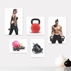 Kit 5 Placas Decorativas - Academia - Fitness - Ginástica - Musculação Casa Quarto Sala - 285ktpl5