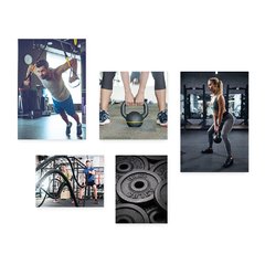 Kit 5 Placas Decorativas - Academia - Fitness - Ginástica - Musculação Casa Quarto Sala - 286ktpl5 - comprar online