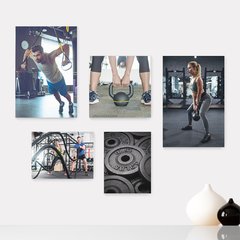 Kit 5 Placas Decorativas - Academia - Fitness - Ginástica - Musculação Casa Quarto Sala - 286ktpl5