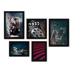 Kit Com 5 Quadros Decorativos - Cinema - Projetor - Filmes - Sala - 287kq01 na internet