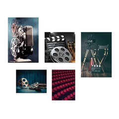 Kit 5 Placas Decorativas - Cinema - Projetor - Filmes - Casa Quarto Sala - 287ktpl5 - comprar online