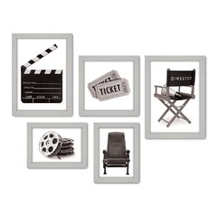 Kit Com 5 Quadros Decorativos - Cinema - Filmes - Movie - Sala - 288kq01 - Allodi