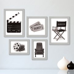 Kit Com 5 Quadros Decorativos - Cinema - Filmes - Movie - Sala - 288kq01 - comprar online