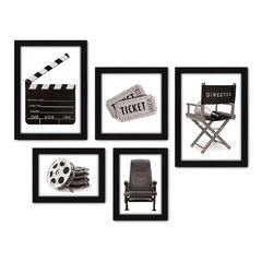 Kit Com 5 Quadros Decorativos - Cinema - Filmes - Movie - Sala - 288kq01 na internet
