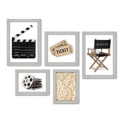 Kit Com 5 Quadros Decorativos - Cinema - Filmes - Movie - Sala - 289kq01 - Allodi